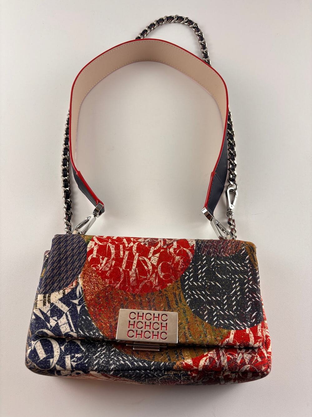 CH Carolina Herrera Bimba Small Shoulder Bag Multicolor Logo Print Chain Spain